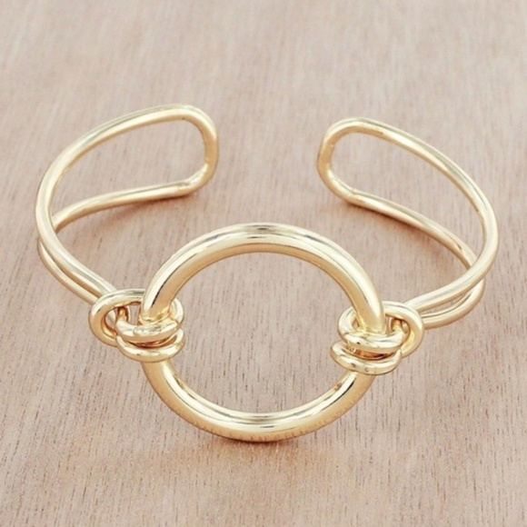 Simple Feather Boutique Jewelry - Goldtone Circle Cuff Bracelet